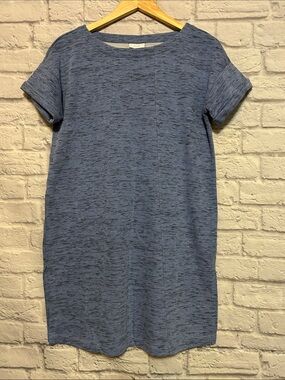 J Jill (Pure Jill) Blue/Black Pattern Classic Short-Sleeve Shift Dress/Tunic